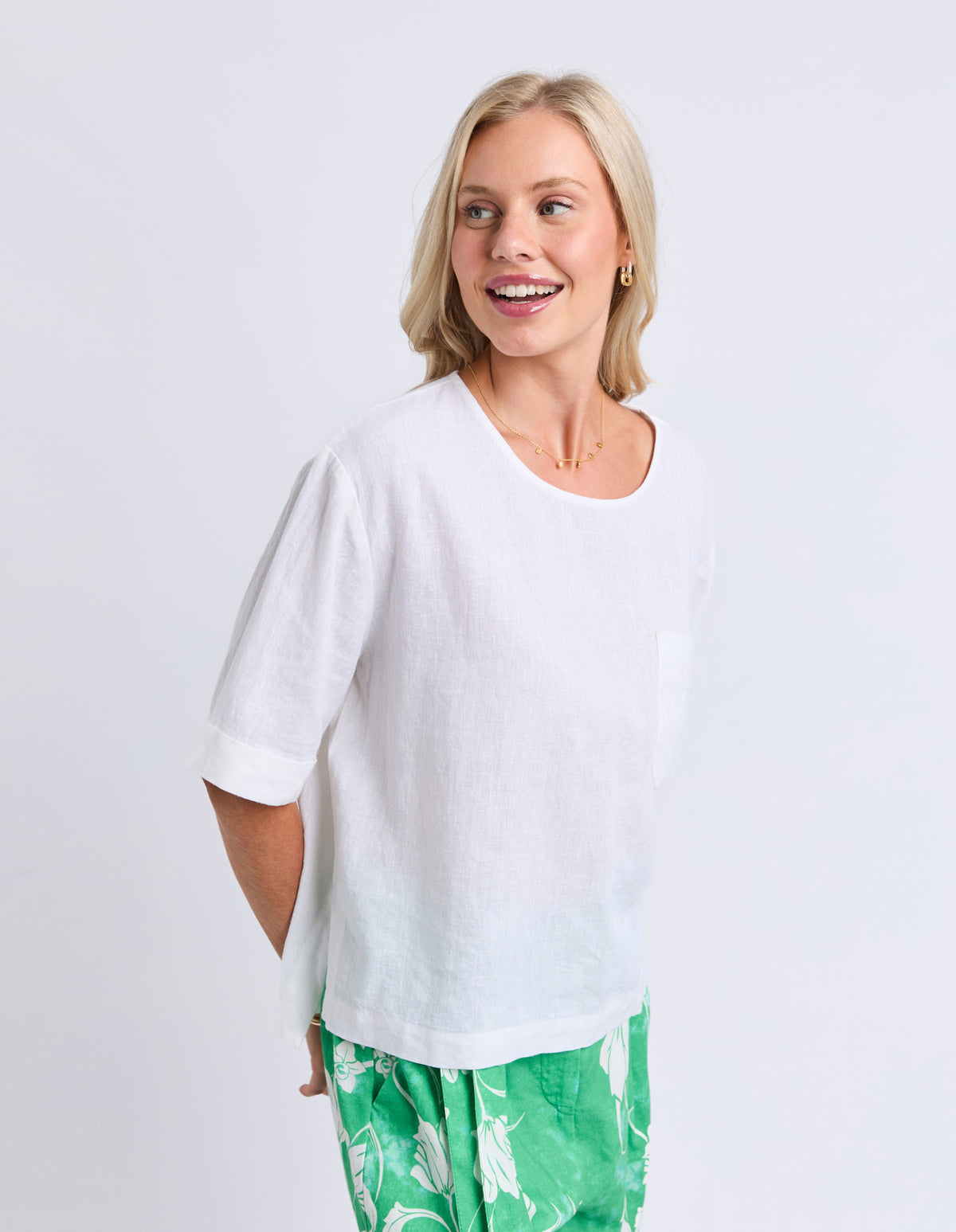 Tilly Woven Tee - White