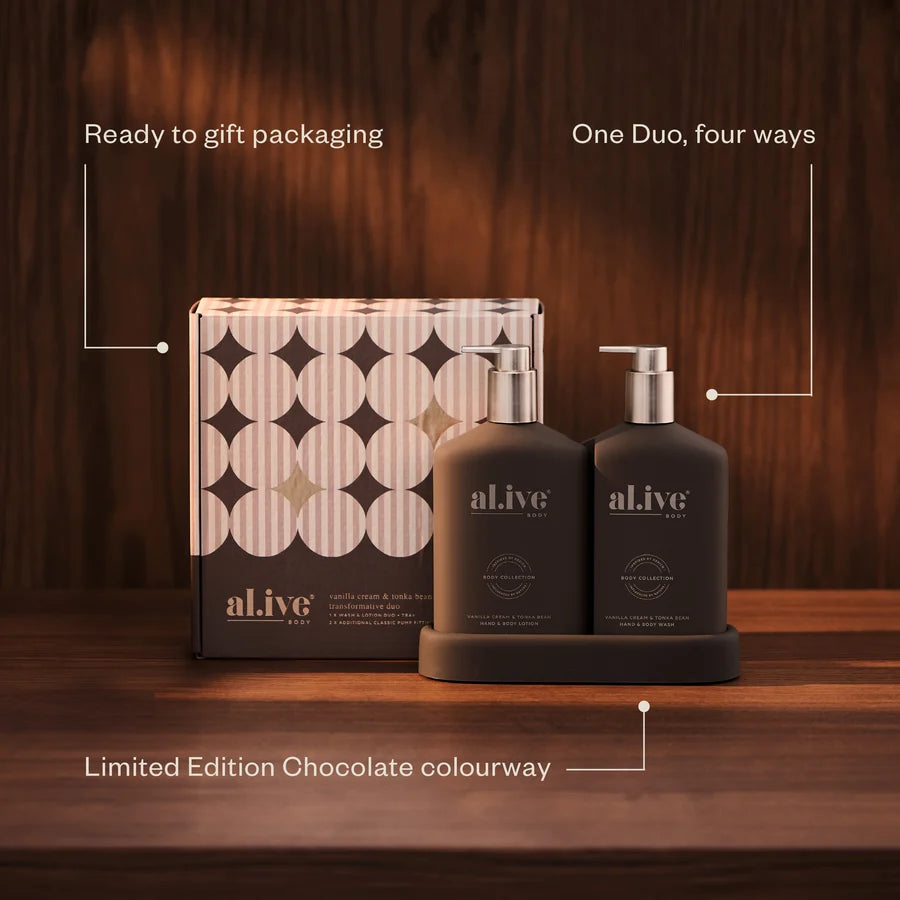 Transformative Wash & Lotion Duo – Vanilla Cream and Tonka Bean