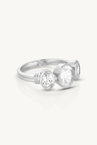 Trinity White Topaz Silver Ring 8 large