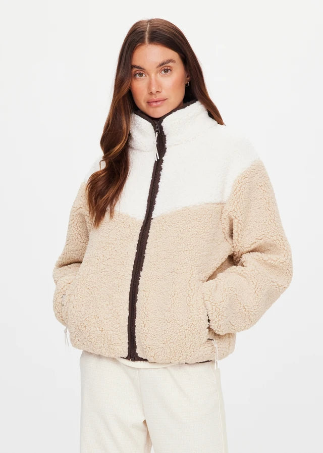 Harlow Fleece Zip Through - Pebble