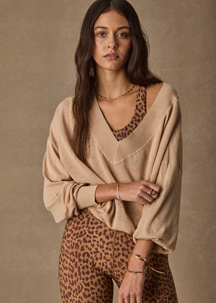 Bonita V Neck Knit - Sand