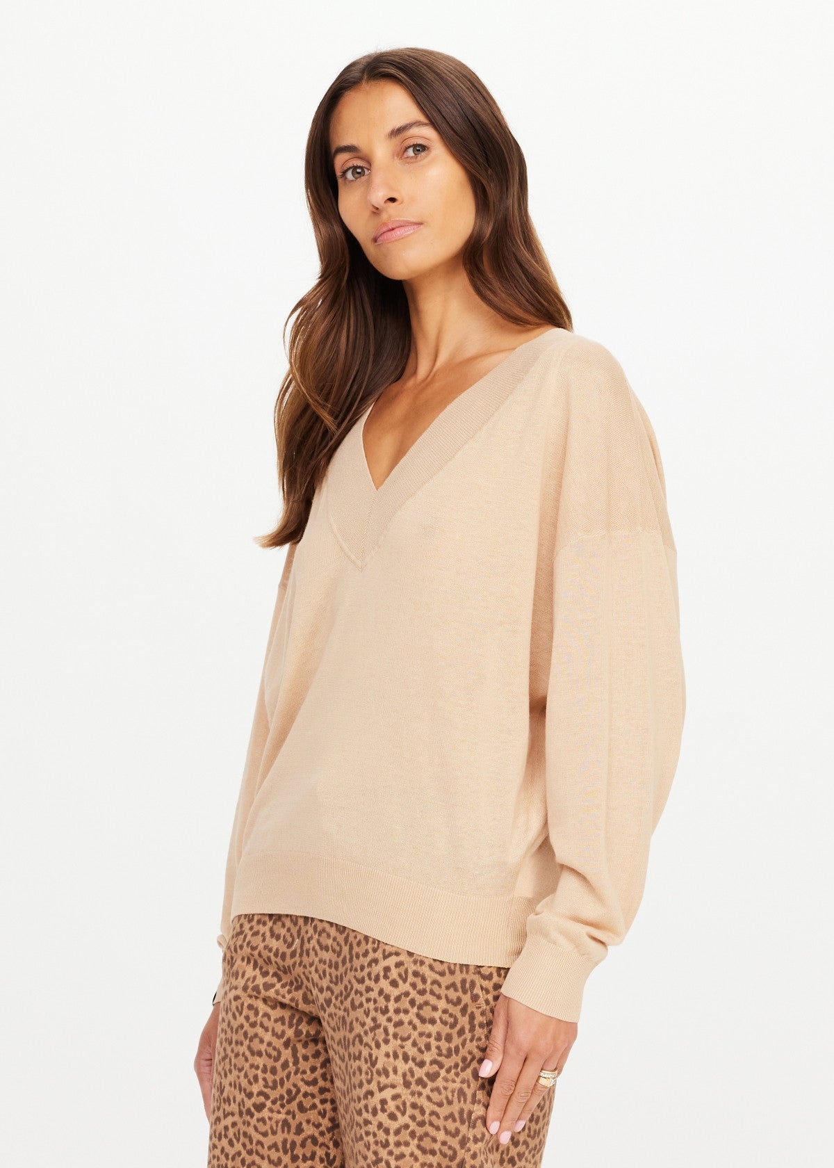 Bonita V Neck Knit - Sand