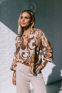Vintage Flower Shirred Cuff Top. Sare Store
