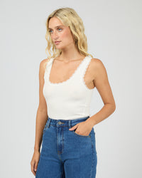 Washed Rib Lace Tank - Vintage White. All About Eve