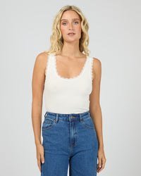 Washed Rib Lace Tank - Vintage White. All About Eve