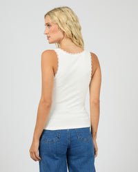 Washed Rib Lace Tank - Vintage White. All About Eve