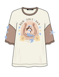 Sun Salt Sea Oversized Tee - Vanilla