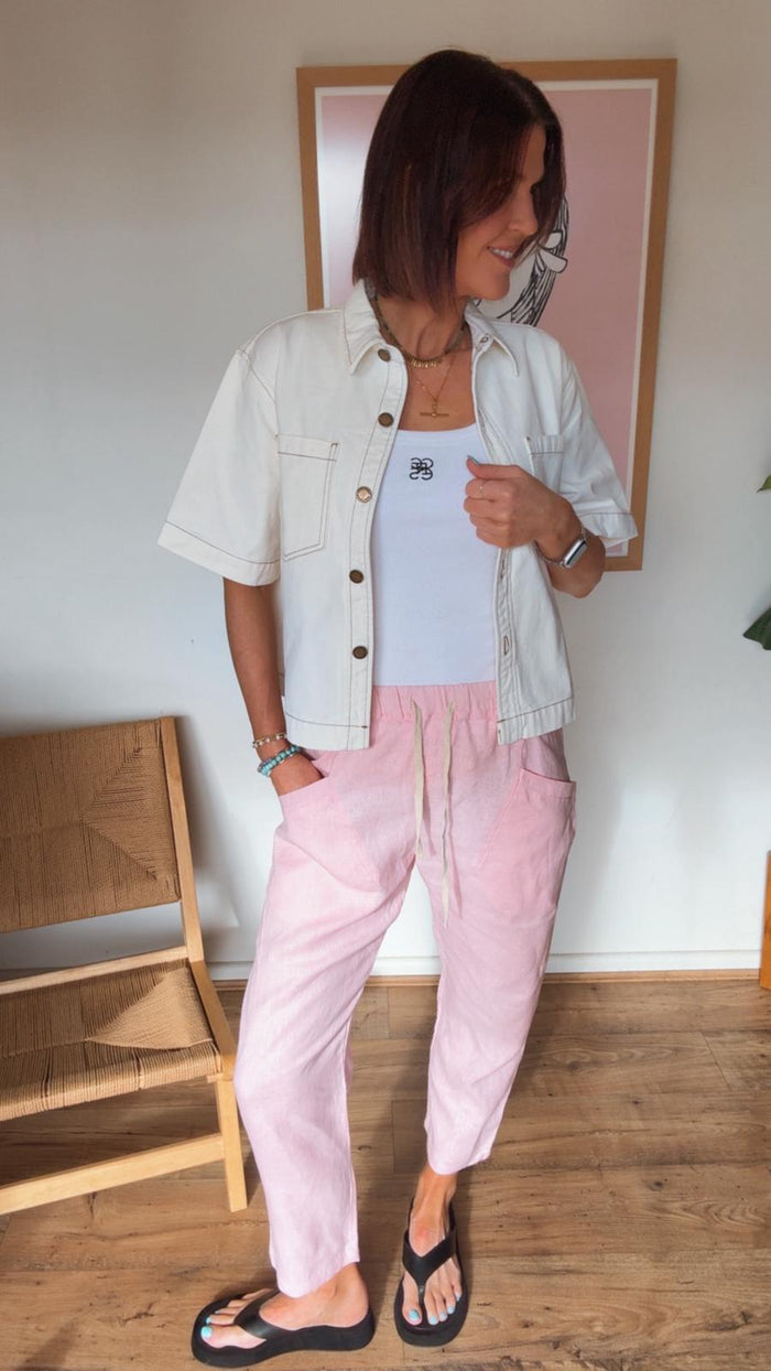 Luxe Linen Pants - Pink