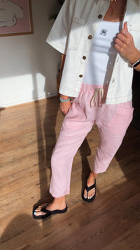 Luxe Linen Pants - Pink