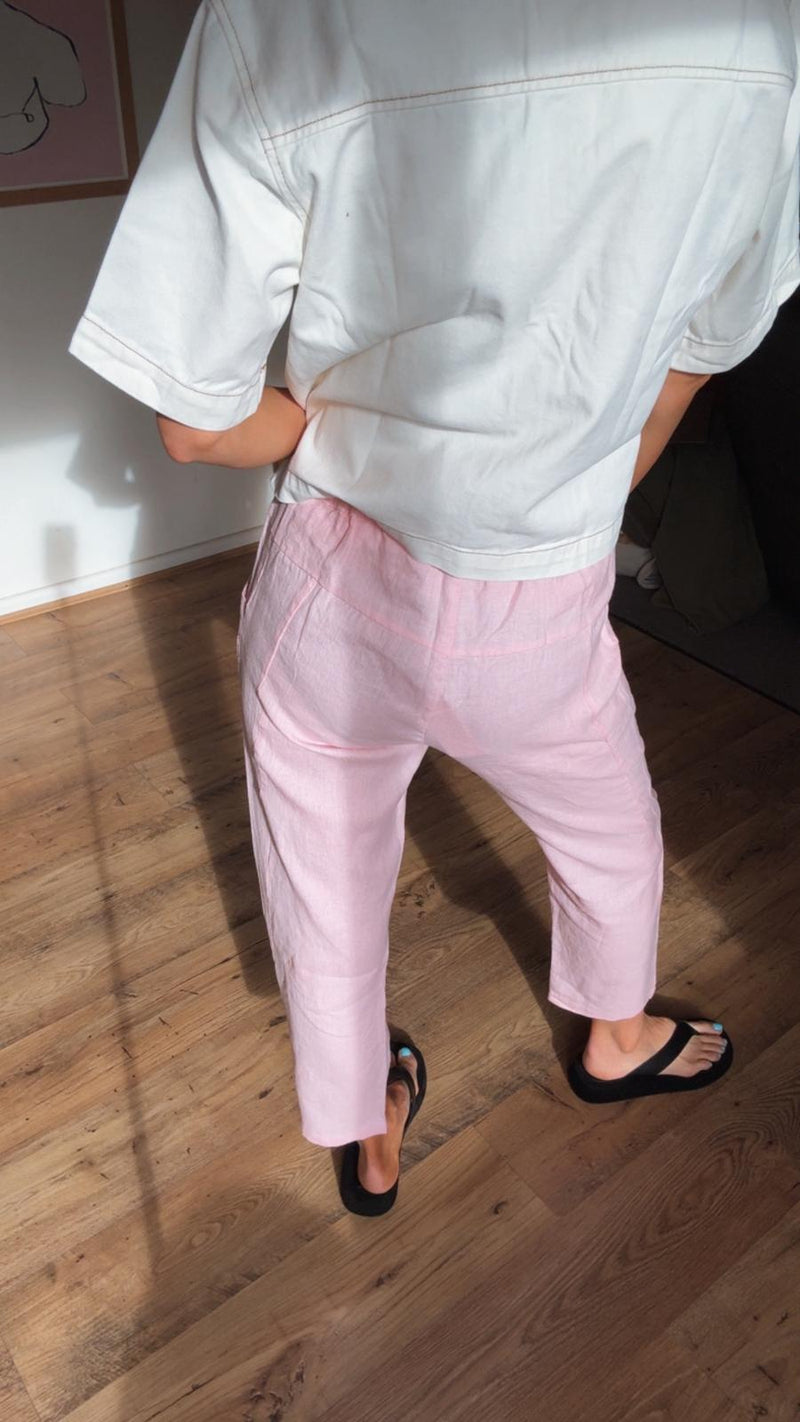 Luxe Linen Pants - Pink