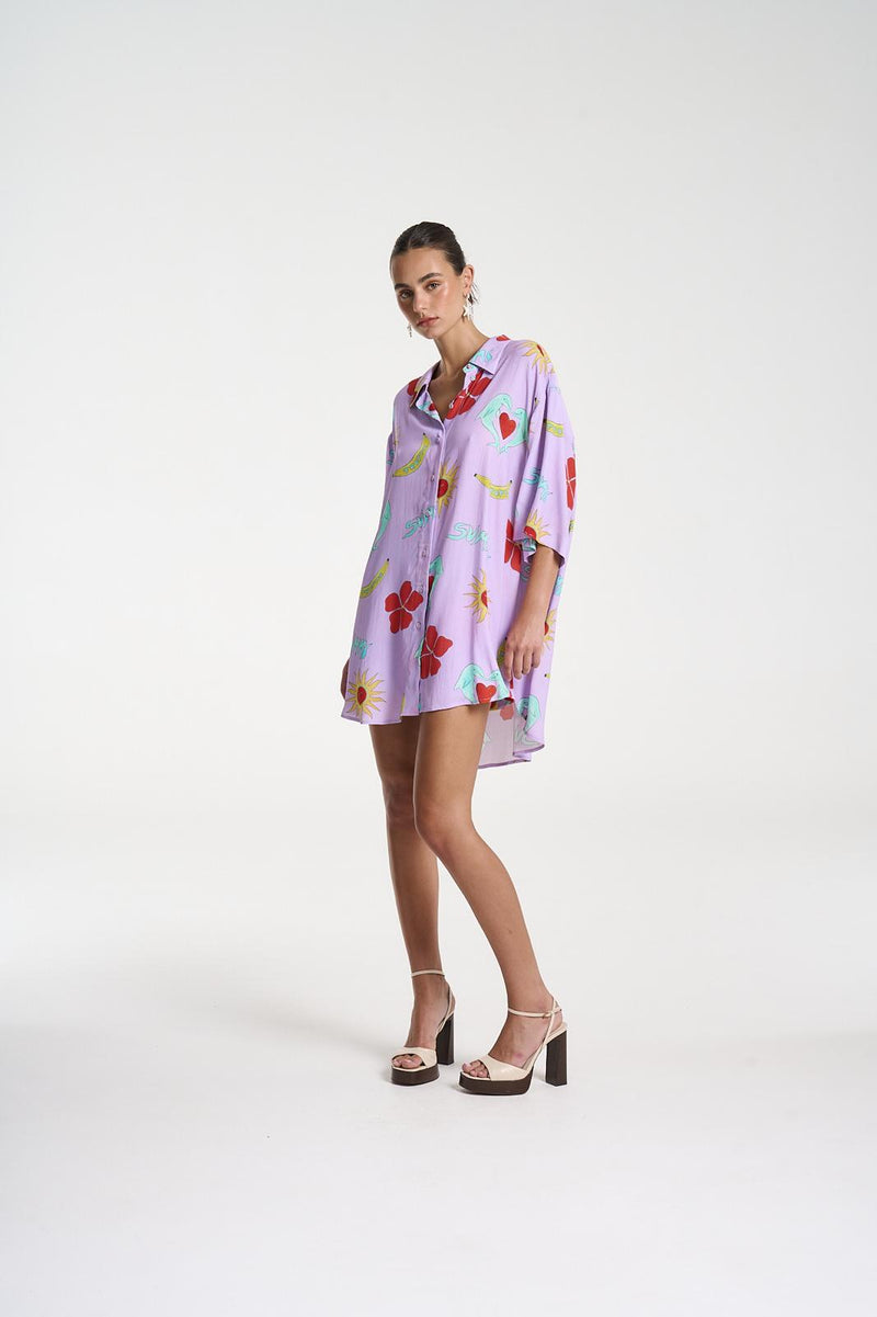 Big Shirt - Lilac Troppo
