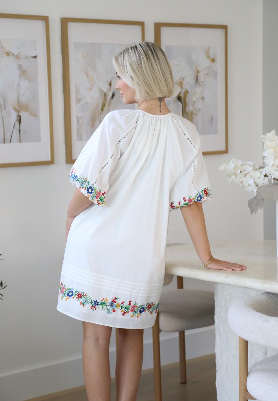 Embroidery Dress White