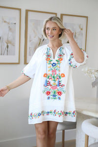 Embroidery Dress White