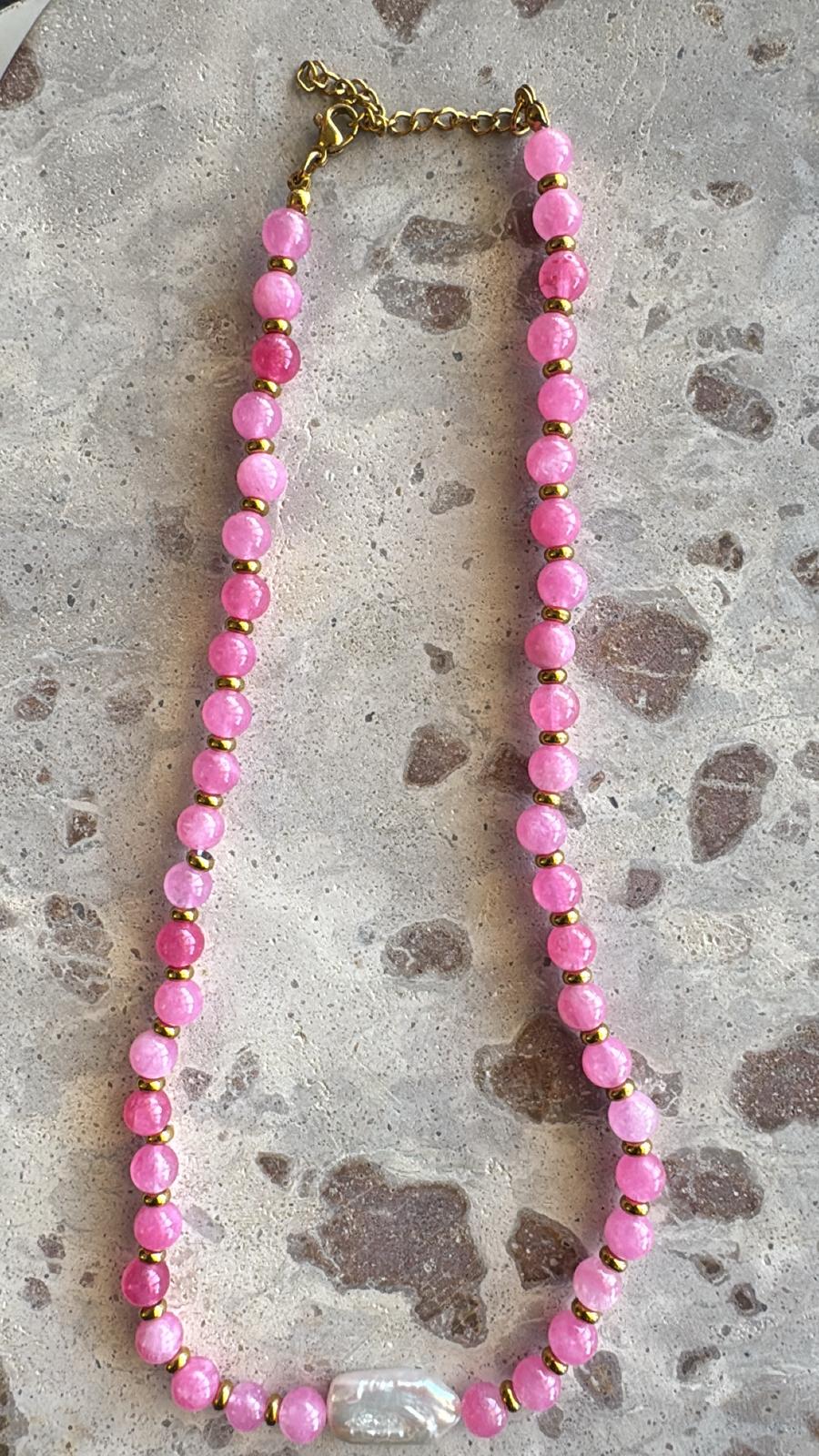 Sare Pink Bead Necklace