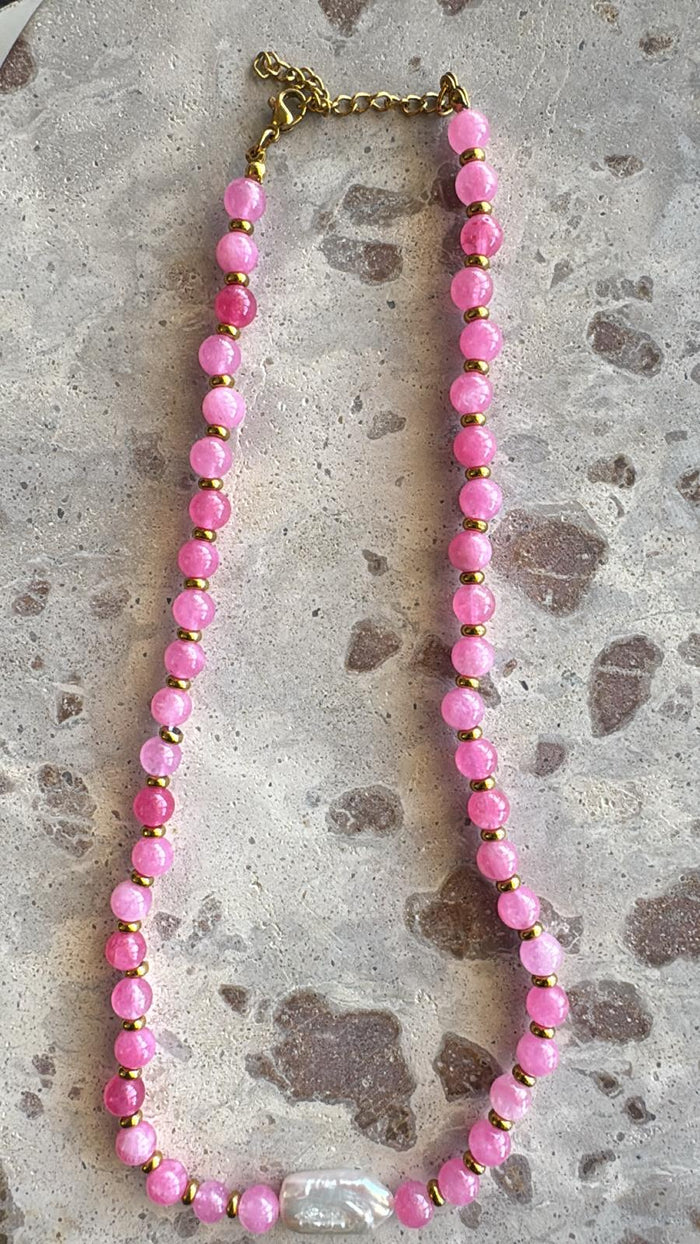 Sare Pink Bead Necklace