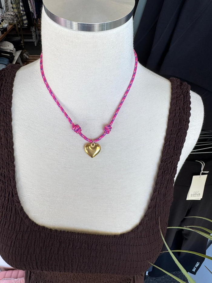 Amour Knot Heart Cord Necklace