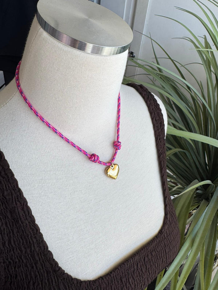 Amour Knot Heart Cord Necklace