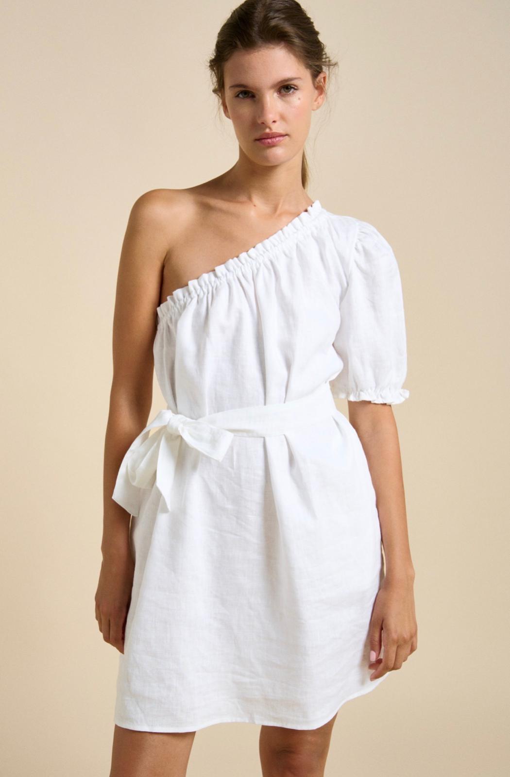 One Shoulder White Dress