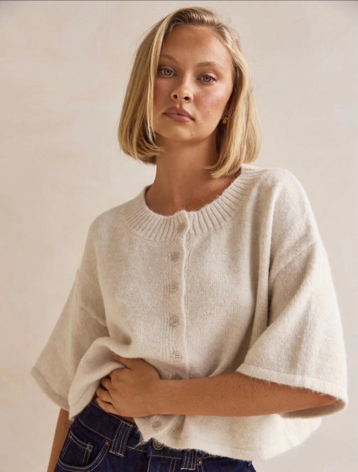Simone knit Top - Oatmeal