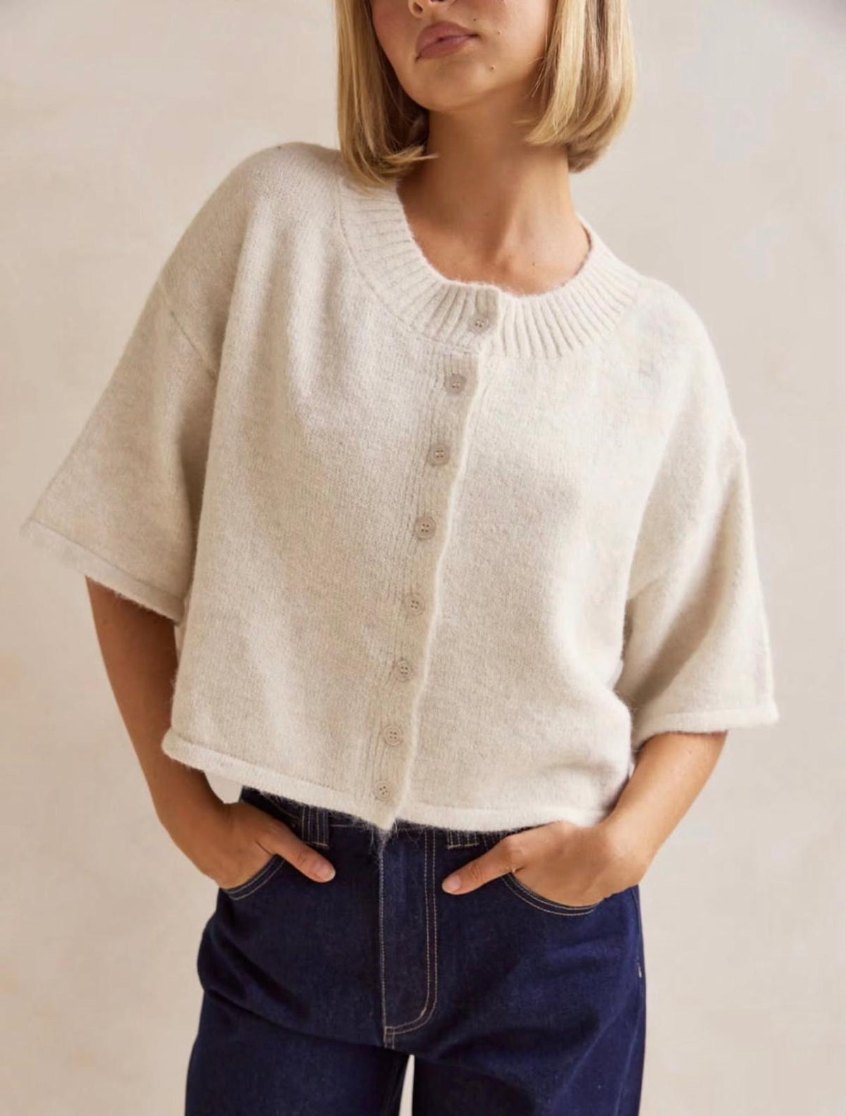 Simone knit Top - Oatmeal