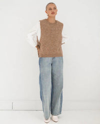 Tie Side Knit Vest - Latte
