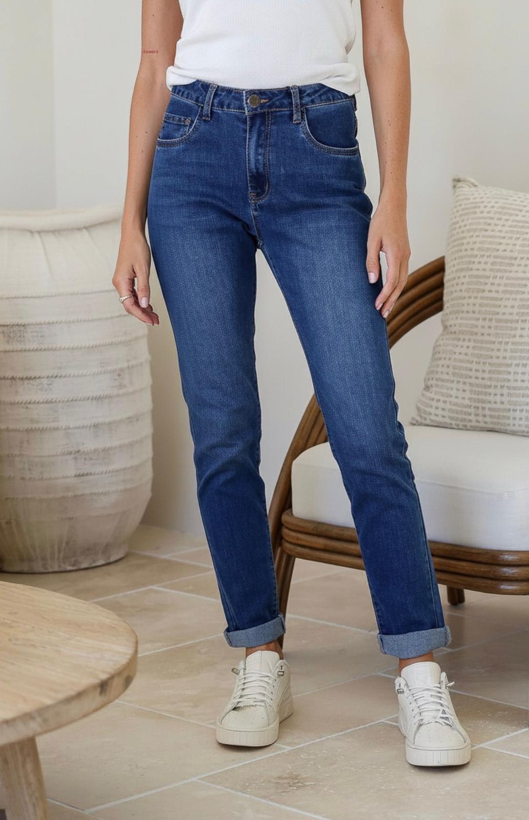 Country Denim Stretch Mum Jean – Dark Wash