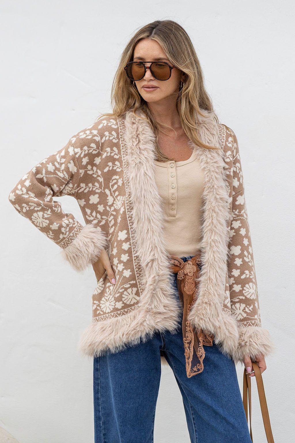 Lombard Fur Trim Jacket - Soft Tan