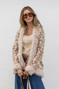 Lombard Fur Trim Jacket - Soft Tan