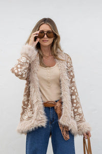 Lombard Fur Trim Jacket - Soft Tan
