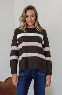 Chocolate Stripe Aspen knit - Ivory/Blush/Mocha