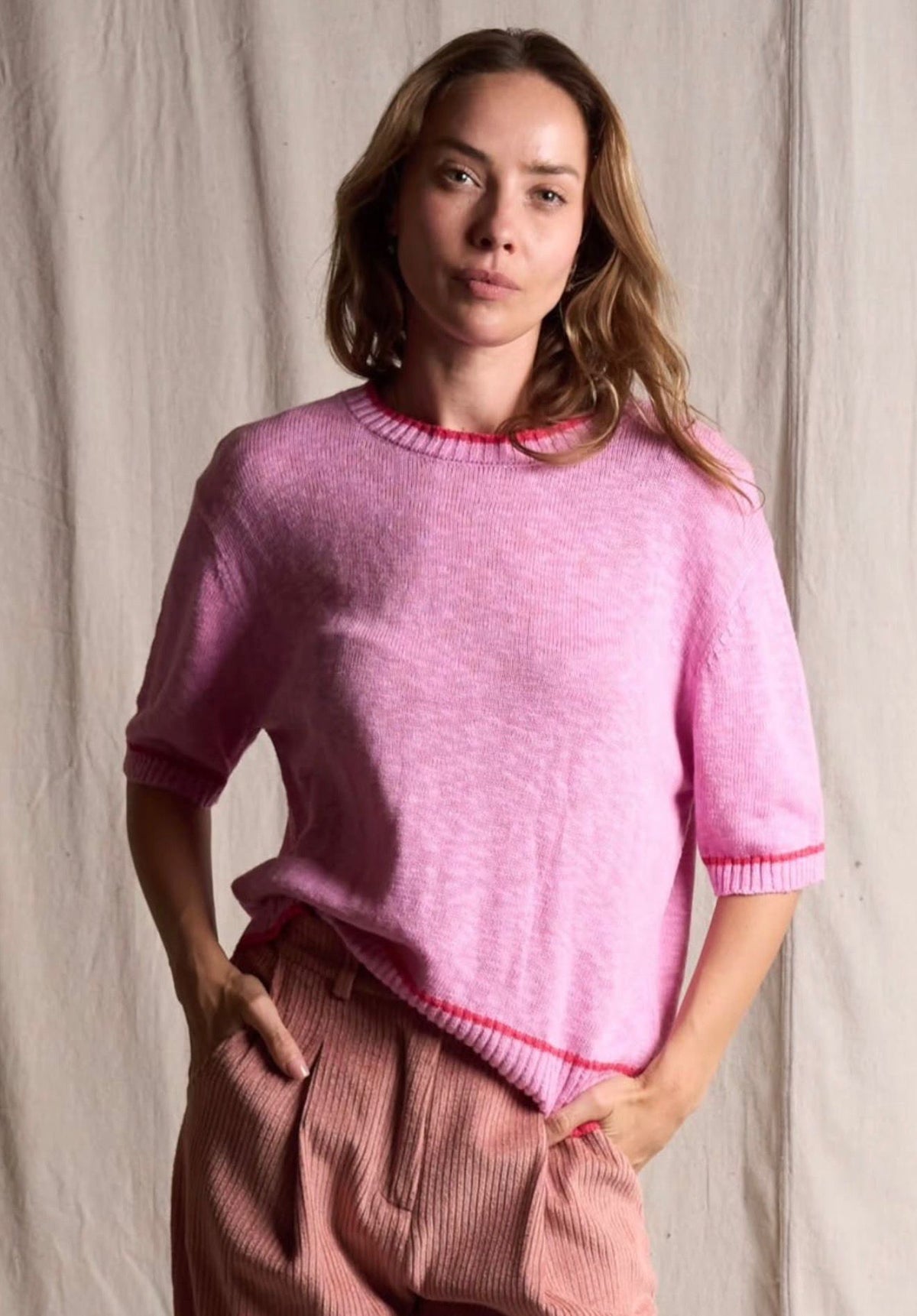Nora Knit Tee - Bubblegum