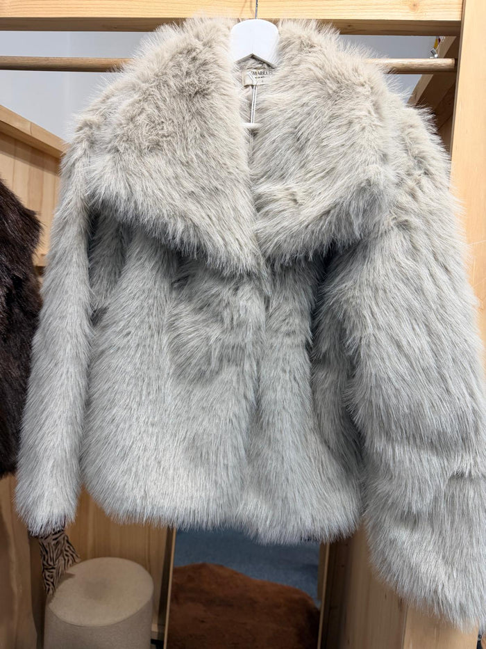 Fur Coat - Beige/Grey