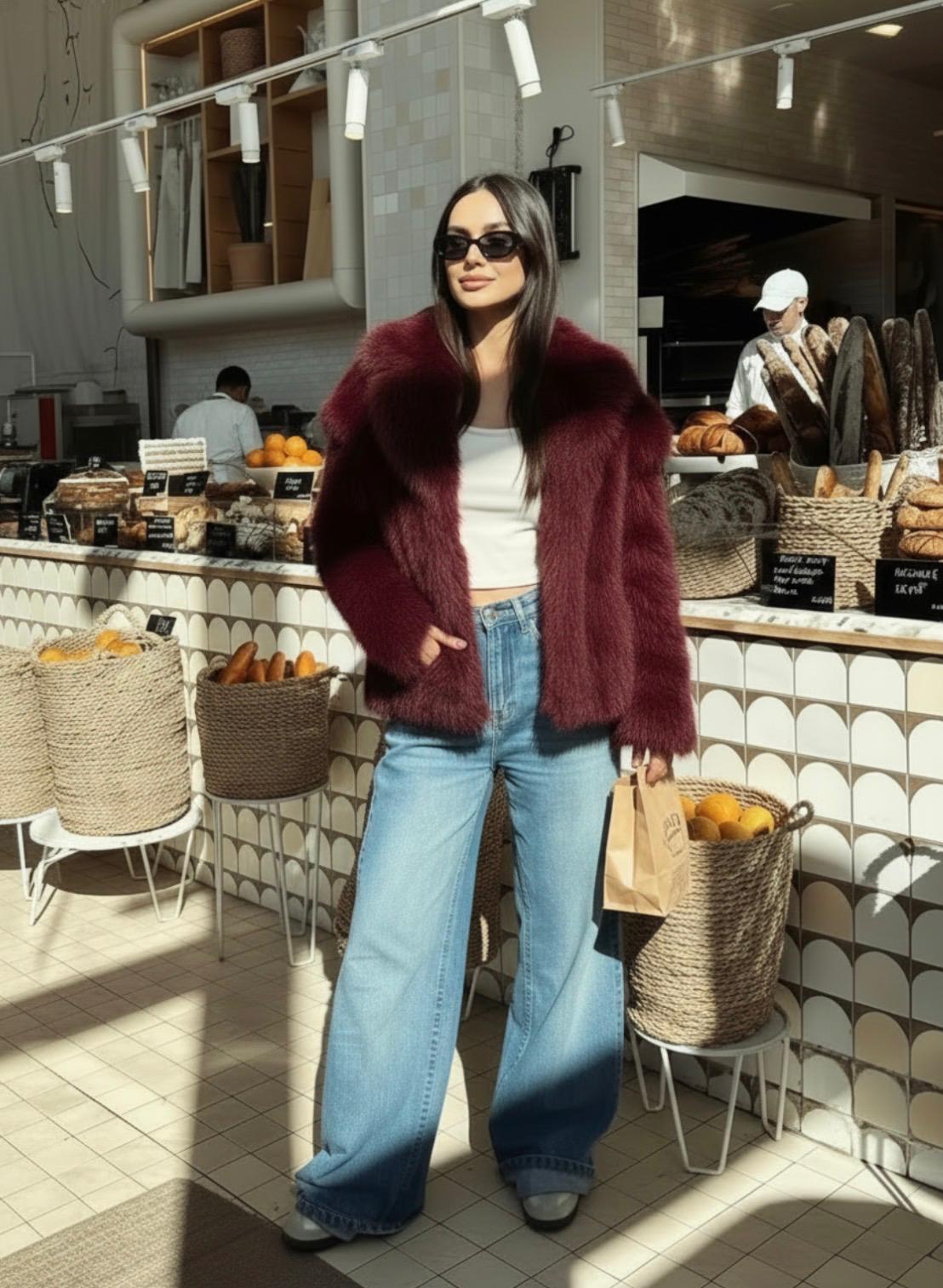 Fur Jacket - Wine