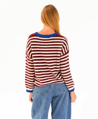 Stella Knit - Blue/Chocolate Stripe