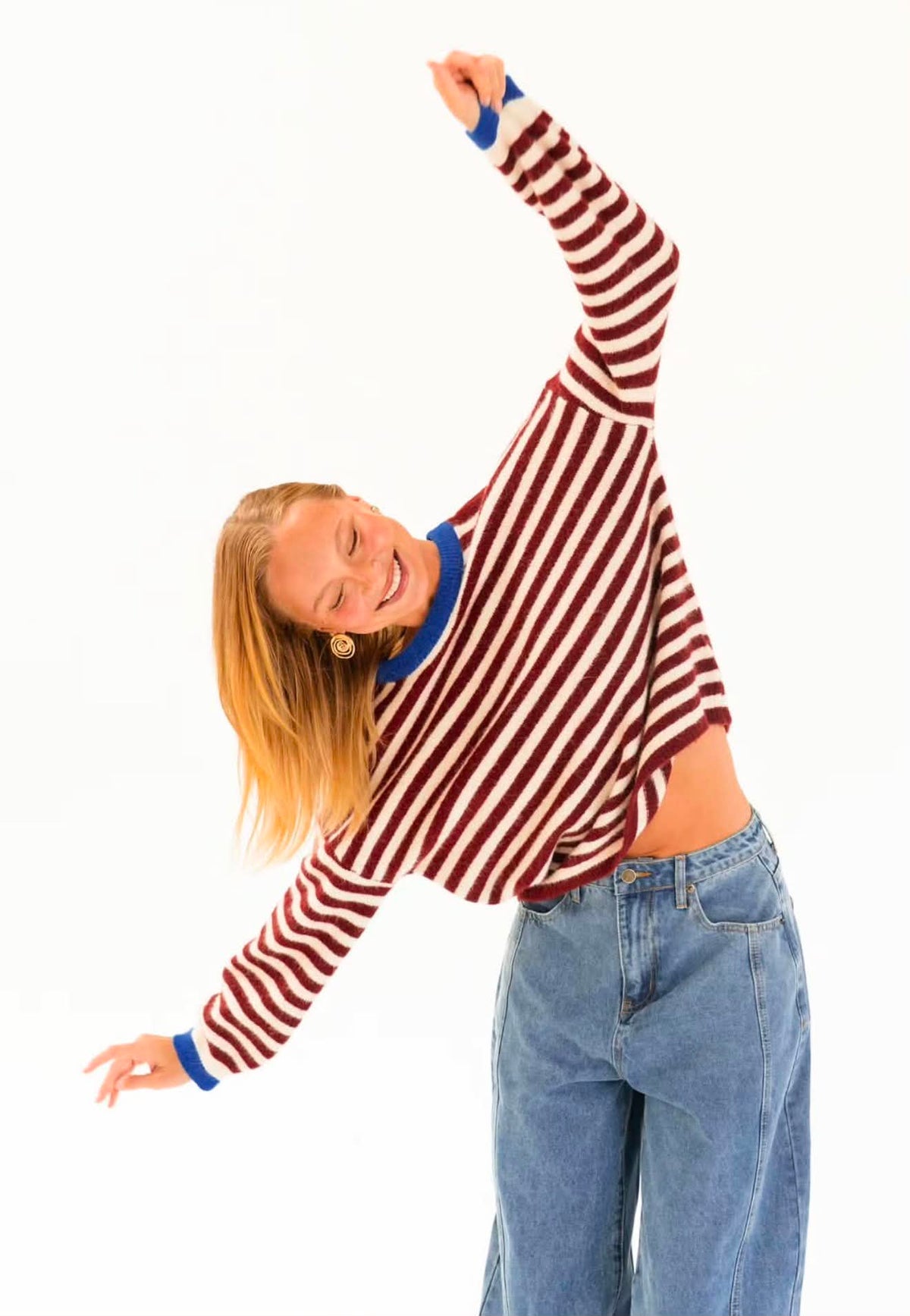 Stella Knit - Blue/Chocolate Stripe
