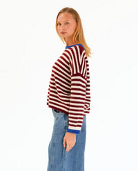 Stella Knit - Blue/Chocolate Stripe