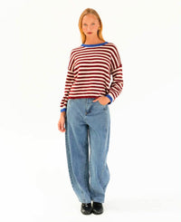 Stella Knit - Blue/Chocolate Stripe