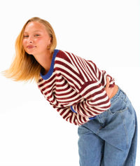 Stella Knit - Blue/Chocolate Stripe