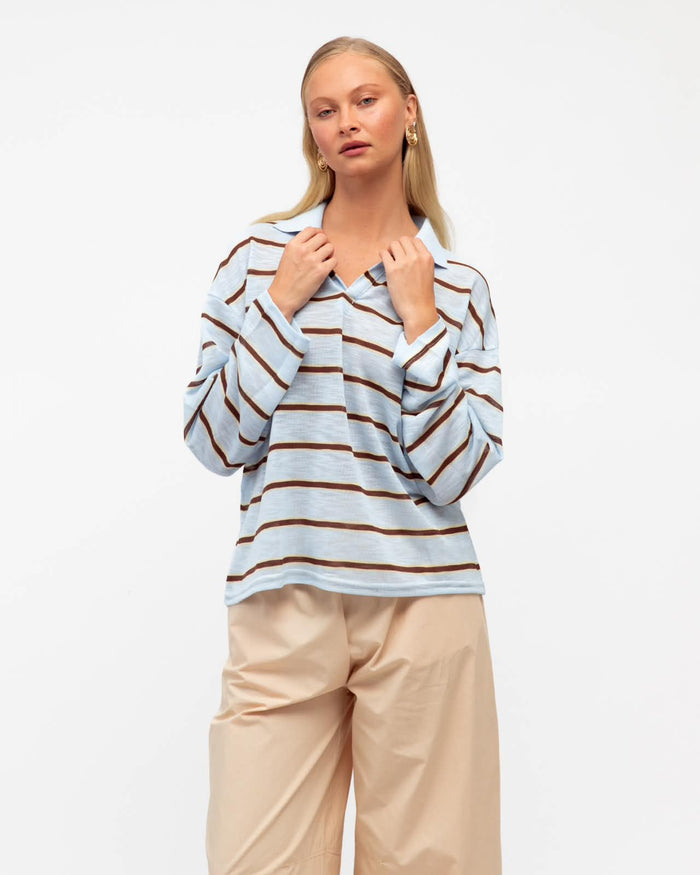 Romie Stripe Polo Top