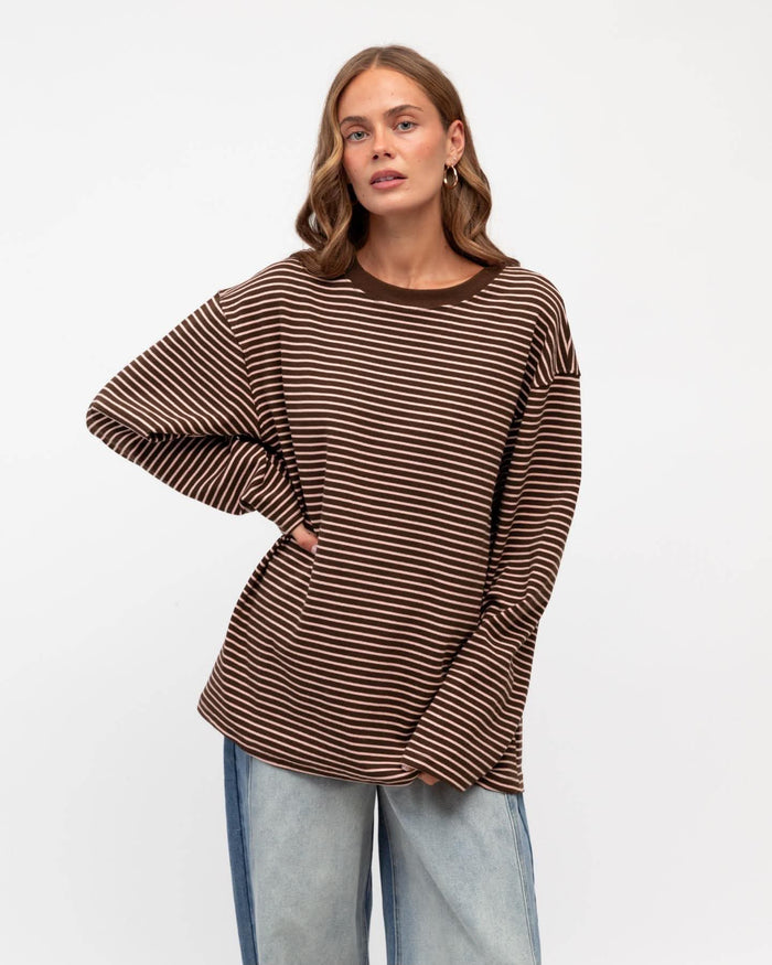 Maddie Long Sleeve Tee – Chocolate