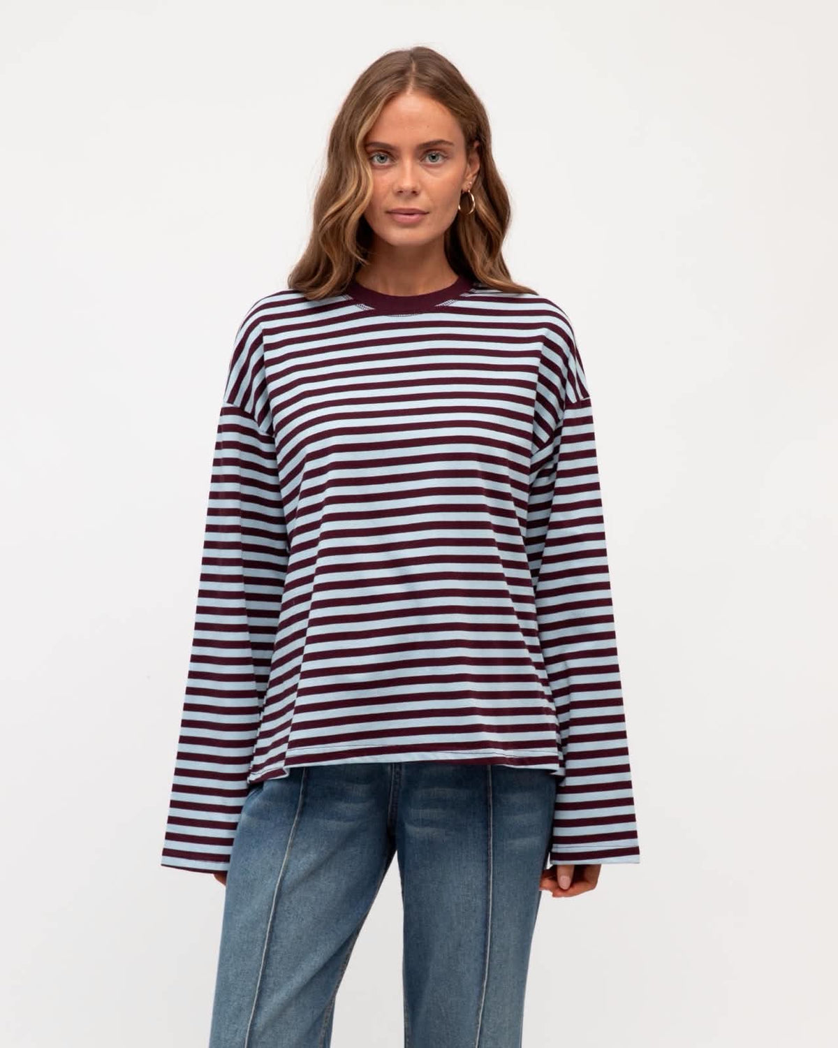Remi Stripe Duo Tee - Blue/Plum