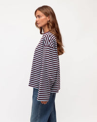 Remi Stripe Duo Tee - Blue/Plum