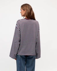 Remi Stripe Duo Tee - Blue/Plum