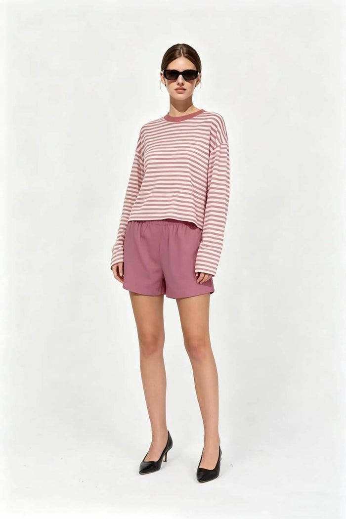 Stevie Stripe Top - Pink/Choc