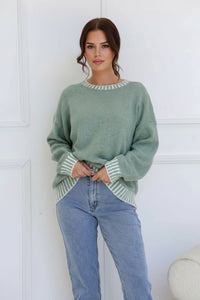 Tilly Crew Stitch Knit - Sage