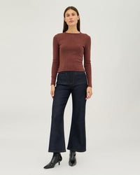 Pointelle Classic Long Sleeve Top - Chocolate