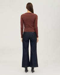 Pointelle Classic Long Sleeve Top - Chocolate