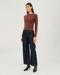 Pointelle Classic Long Sleeve Top - Chocolate