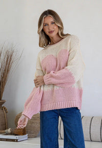 J'dore Heart Knit – Pink/Ivory