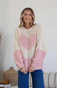 J'dore Heart Knit – Pink/Ivory